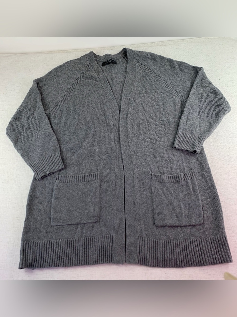 rag & bone women's S cashmere wool blend Open front Cardigan Patch Pockets grey